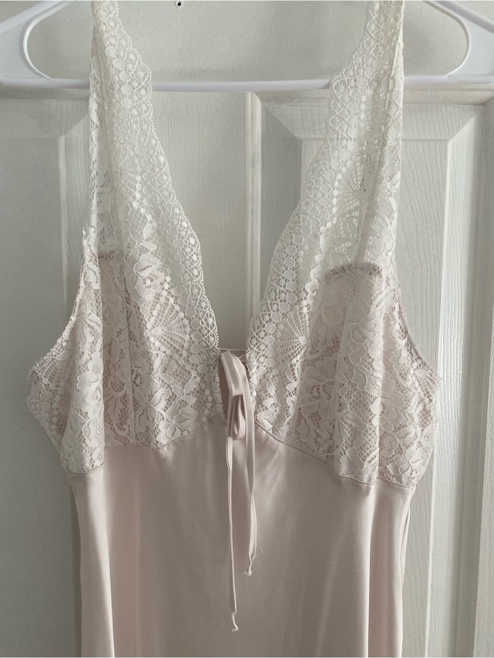 Free People Lace-Trim Slip Nightgown - Soft Blush/Champagne White